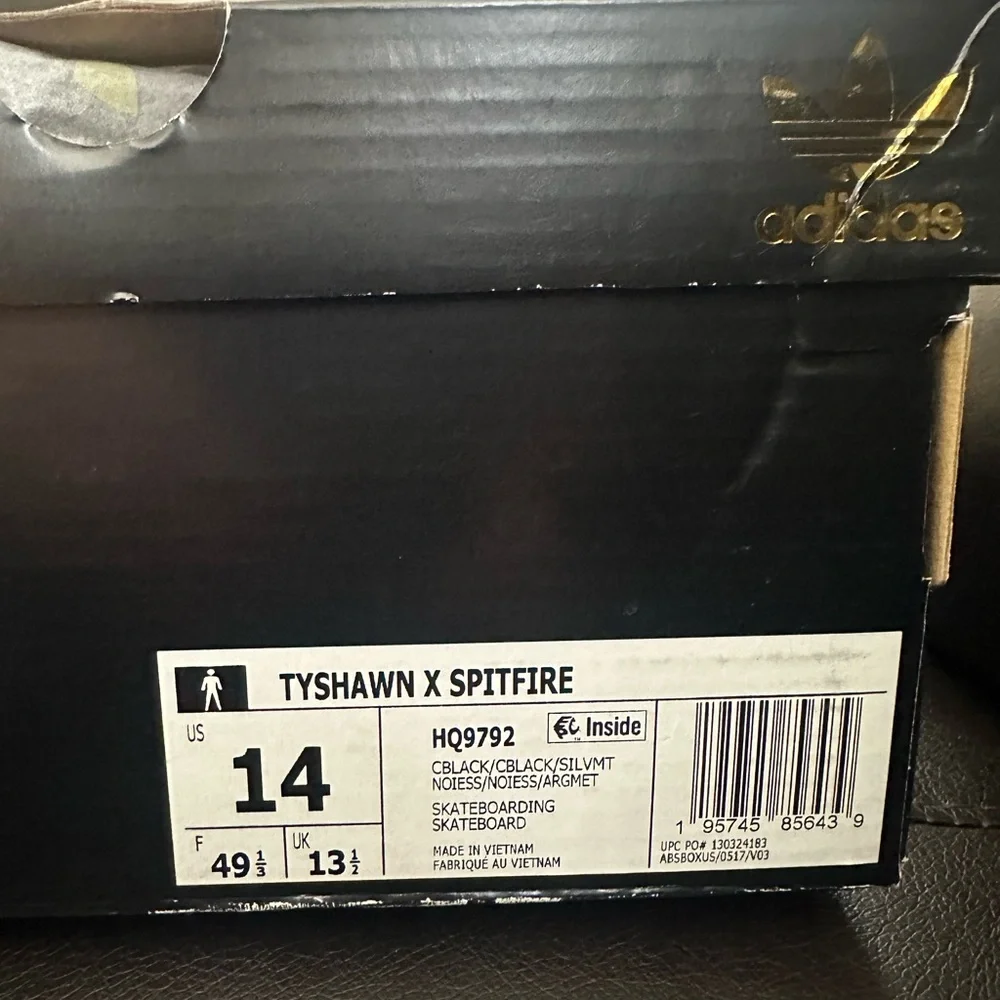 adidas x Spitfire Tyshawn Mid Black & Grey Skate Shoes #HQ9792 - Picture 14 of 15